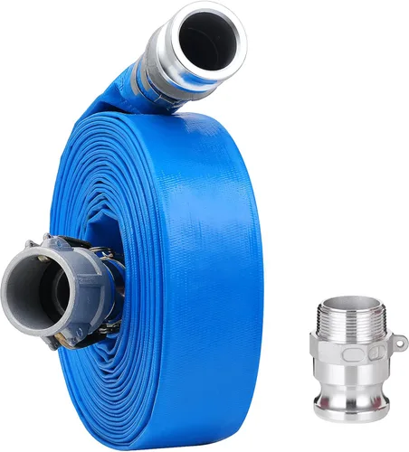 Miniatura 13 de Manguera de descarga plana de PVC de 1-1/2 pulgadas x 50 pies con accesorios de aluminio Camlock C y E, accesorio de bloqueo de leva tipo F