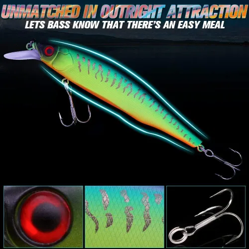 Miniatura 3 de Kit de Señuelo Jerkbait XFISHMAN - Señuelo de Peces Pequeños - Suspendido - Lubina, Lubina de Boca Pequeña, Lucioperca, Lubina de Boca Grande - 1