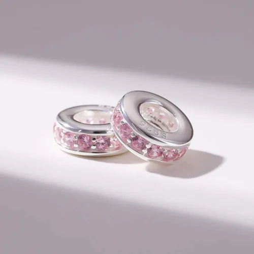 Miniatura 22 de 925 plata esterlina espaciador encanto grano con CZ transparente para pulseras Pandora Charms