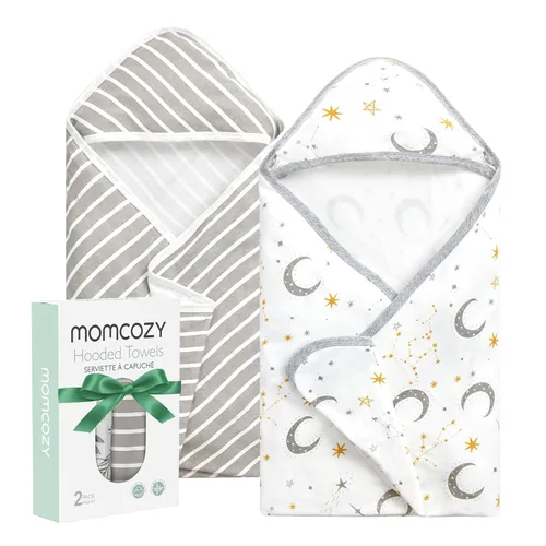 Miniatura 13 de Momcozy Toalla de bebé con capucha, ultra suave y absorbente, juego de toallas de baño grandes para mayor comodidad y suavidad en la piel del bebé