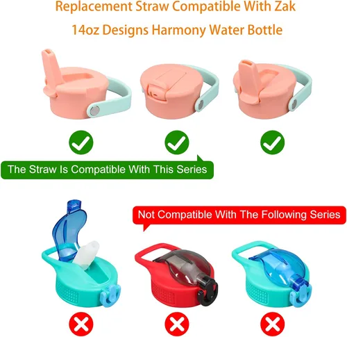 Miniatura 3 de Popote de repuesto compatible con botella de agua Zak de 14 oz Designs Harmony, paquete de 4 con 1 cepillo (paquete de 6)
