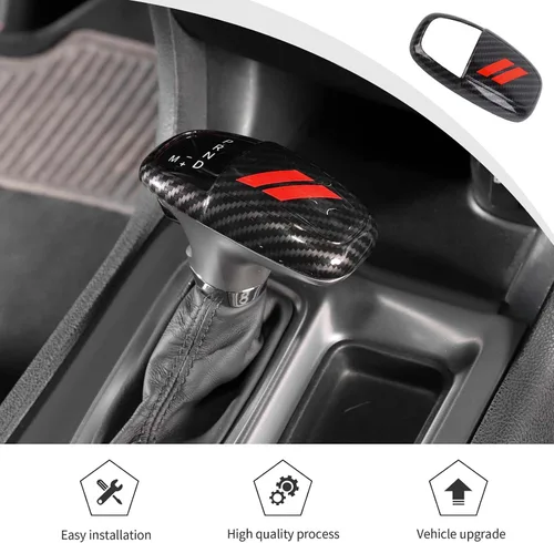Miniatura 6 de JWWY Pomos de palanca de cambios para Dodge Challenger Charger 2015-2025+ Durango 2018-2025, accesorios interiores, fibra de carbono roja Rojo