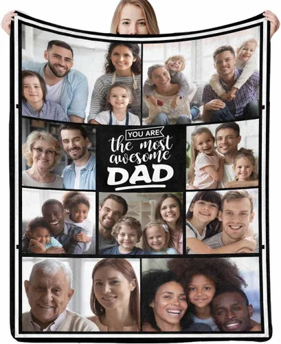 Miniatura 11 de Regalo para papá de hija manta personalizada con fotos, manta suave personalizada, regalo de cumpleaños para papá, manta del mejor papá del mundo