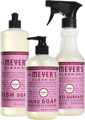 Miniatura 8 de Mrs. MEYER'S Rose Scent Kitchen Basics Set, jabón para platos, jabón de manos, limpiador diario multisuperficie, 3