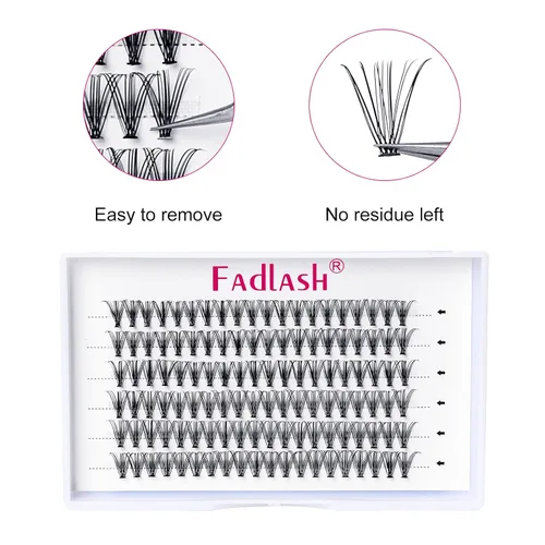 Miniatura 6 de Extensiones de pestañas en racimo 20D, bandeja mixta con pestañas individuales en racimo, de visón negro, para colocar en casa, maquillaje