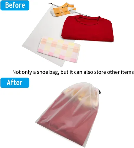 Miniatura 5 de Vorspack Bolsas transparentes para zapatos de viaje, grandes y transparentes, bolsa de almacenamiento con cuerda para hombres y mujeres, paquete