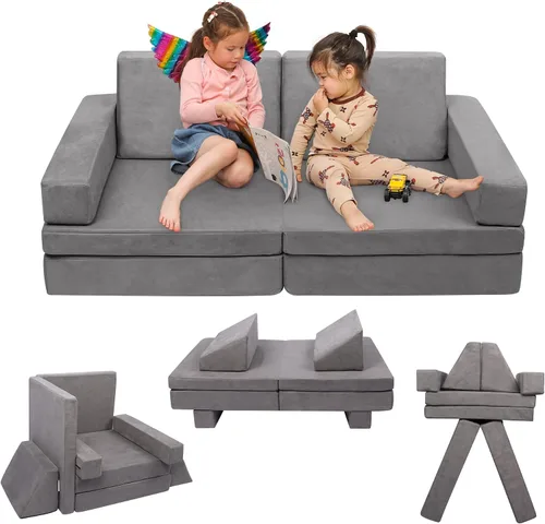 Betterhood Sofá Modular de Juegos para Niños, Sofá para Niños para Construir Fuerte en Sala de Juegos, Cojín de Espuma Convertible para Niños y