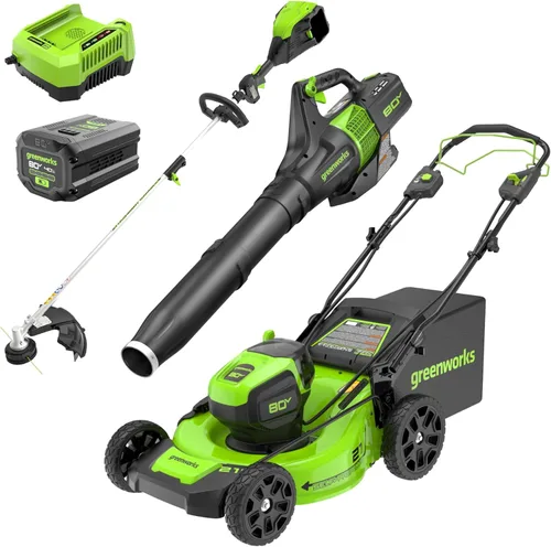 Miniatura 18 de Cortacésped inalámbrico Greenworks de 80 V, 21 pulgadas sin escobillas (compatible con 75+ herramientas), incluye (2) baterías de 2.0 Ah y cargador