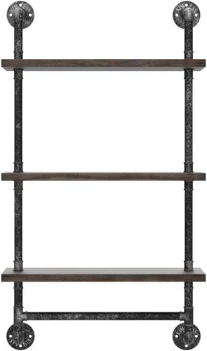 Miniatura 4 de DR.IRON - Estantería industrial para tuberías, estantes rústicos de baño con barra de toalla, estante de tubería de 24 pulgadas montado en la pared