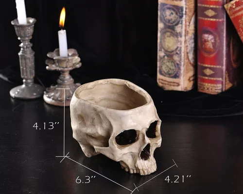 Miniatura 2 de IBWell Maceta moderna de resina grande de 6 pulgadas con diseño de calavera en forma de calavera para flores, decoración de maceta, decoración
