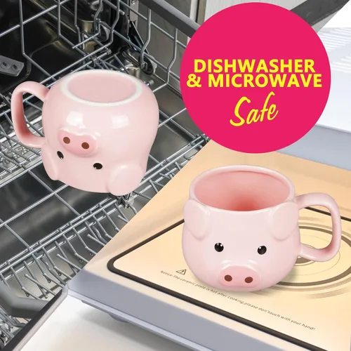 Miniatura 4 de Taza de café de cerdo ToCooTo 14 oz de cerámica, taza de café novedosa 3D de porcelana, taza de té para mujeres, regalos de Navidad, inauguración