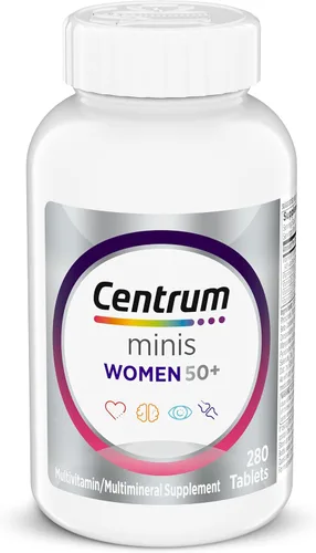 Centrum Minis Silver Multivitamínico para mujer 50 Plus, suplemento multimineral con vitamina D3, vitaminas B, ingredientes sin OMG, apoya la