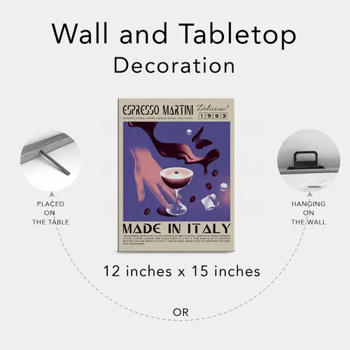 Miniatura 6 de Divertido lienzo de cóctel para decoración de pared de Martini Espresso Martini, 12 x 15 pulgadas, decoración moderna para el hogar, cocina, bar