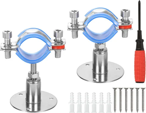 Miniatura 11 de uxcell Soporte de tubería de acero inoxidable para montaje en pared, soporte de tubo de montaje en techo, altura ajustable de 1.181-1.969 in
