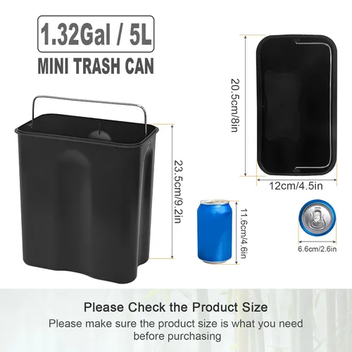Miniatura 2 de SIDIANBAN Basurero de baño con tapa de bambú, cierre suave y pedal de pie, pequeño cubo de basura rectangular delgado con papelera