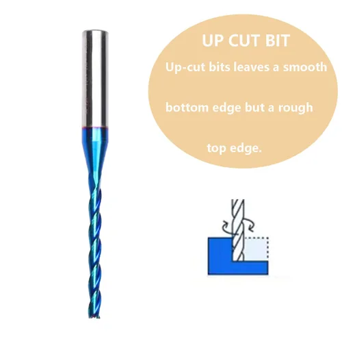 Ruhi - Broca de enrutador en espiral Upcut de 3 flautas de 1/4 pulgadas, diámetro de corte de 1/8 pulgadas, CL, carburo sólido OVL de 2-1/2 pulgadas