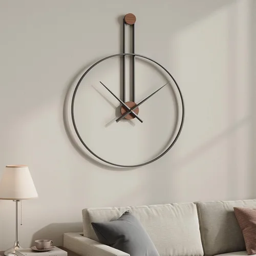 Miniatura 17 de Reloj de pared negro de 16 pulgadas decorativo, moderno reloj de metal para sala de estar, funciona con pilas, silencioso, sin tictac, números