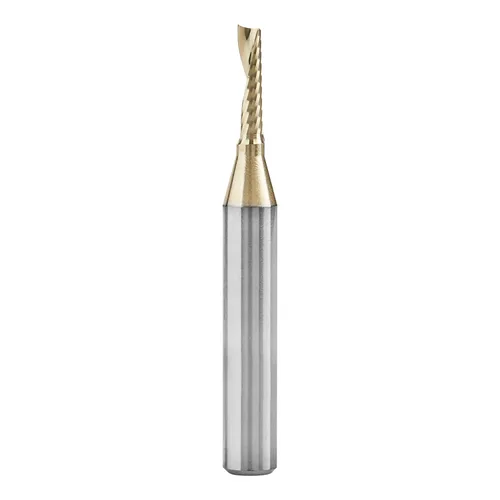 Miniatura 24 de Amana Tool CNC de carburo sólido espiral O flauta arriba-corte, broca de aluminio de corte de enrutador, recubierto de ZrN, 51470-Z, 1/16 D x 1/4 CH