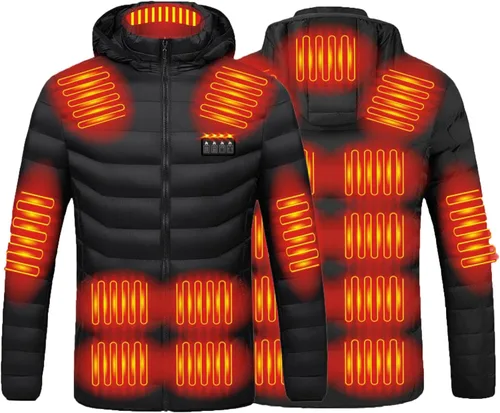 Miniatura 2 de Chaqueta térmica de manga larga para hombre y mujer, abrigo de calentamiento USB cálido con capucha, abrigo de plumón resistente al viento