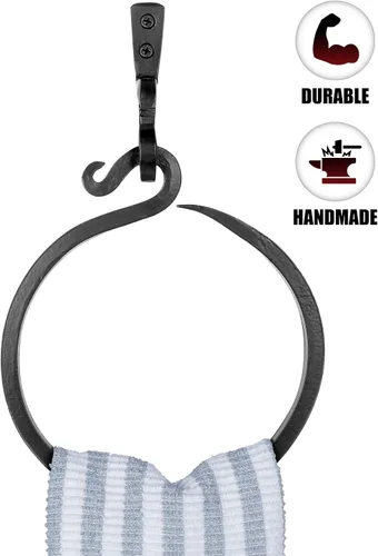 Miniatura 5 de Anillo de toalla de hierro forjado: un toque de encanto artesanal a tu cocina o baño con nuestro toallero hecho a mano. Fabricado por herreros, este