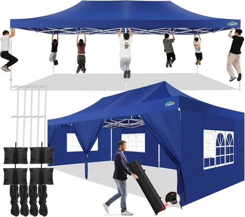 Miniatura 26 de COBIZI Carpa Toldo Emergente de 10x10 pies, Toldo de 10x10 con 4 Paredes Laterales Impermeable de Servicio Pesado Carpa Comercial para Fiestas