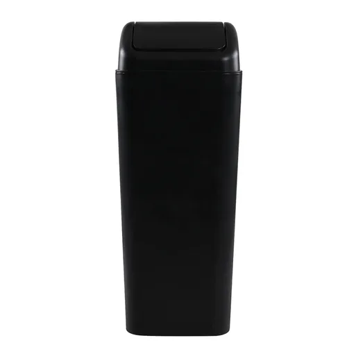 Miniatura 7 de Cubo de basura de plástico con tapa giratoria, cubo de basura de 14 litros, 1 paquete (gris)