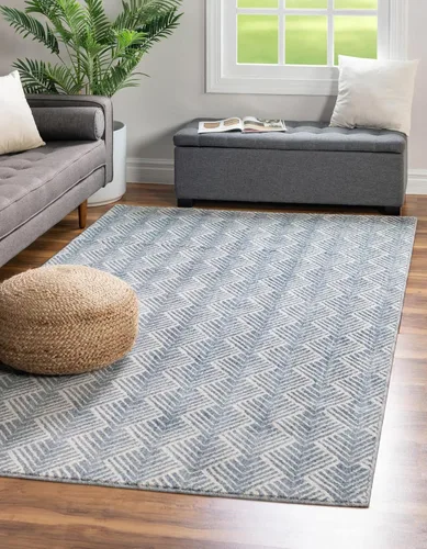 Miniatura 9 de Unique Loom Eco Trellis Collection - Alfombra de área - Osage (rectangular 2 pies 0 pulgadas x 3 pies 0 pulgadas, multicolor / azul)