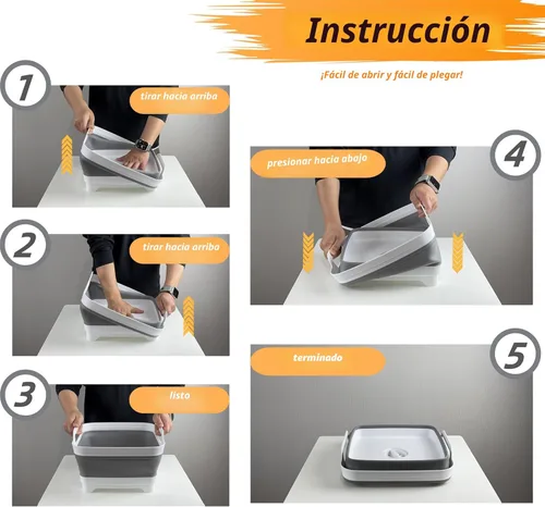 Miniatura 8 de GIMWA Lavabo plegable para biberones, contenedor portátil de 2.4 galones para fregadero de campamento de caravana, tina de cocina que ahorra espacio