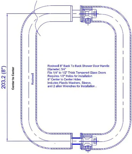 Miniatura 3 de Rockwell Tirador tubular de seguridad para puerta trasera con puerta trasera de 8 pulgadas, acabado cromado para puertas de ducha comerciales
