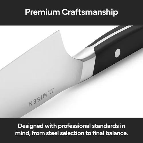 Miniatura 2 de Misen Cuchillo de chef japonés Santoku, acero inoxidable de alto carbono de 7.5 pulgadas, diseño clásico de cuchillo japonés para cortar, rebanar