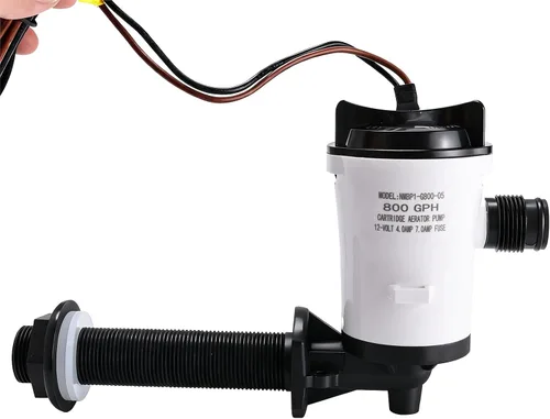 Miniatura 6 de Livewell Pump, 12V 800GPH 4.0A Live Bait Tank Aireador Cartucho Sumergible Barco Bomba de sentina