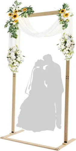 Miniatura 12 de Arcos de boda de madera para ceremonia, soporte de telón de fondo de arco de boda de 7.2 pies, soporte de arco de globo para ceremonia de boda