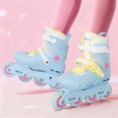 Miniatura 3 de Nattork Patines en línea para niñas, niños, adolescentes, niños de 4 a 16 años, 4 tamaños, cuchillas ajustables para cumpleaños en interiores y Azul