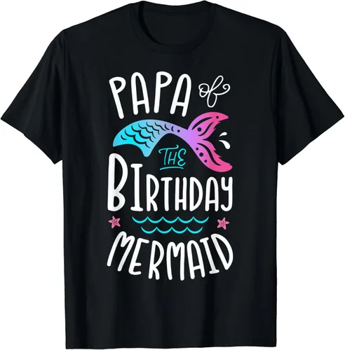 Papa Of The Birthday Mermaid Gifts Merman Family - Camiseta a juego Negro S