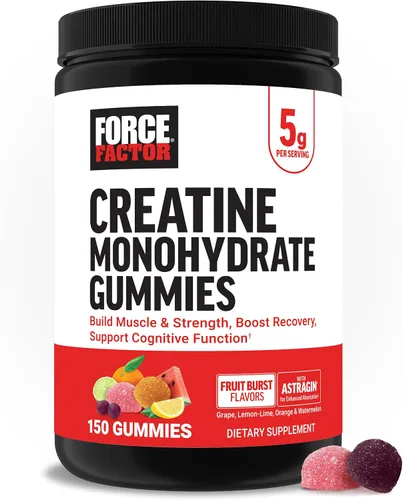 Miniatura 16 de Force Factor Gomitas de monohidrato de creatina, certificado NSF, dosis de 0.18 oz para hombres y mujeres para apoyar los músculos, la fuerza