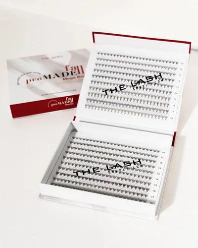 Miniatura 3 de THE LASH SUPPLY 450 abanicos, 10D Promade Fan Mega Box, rizo C/D, longitud de mezcla 0.394-0.709 in, 0.05 de grosor, rizo natural y duradero