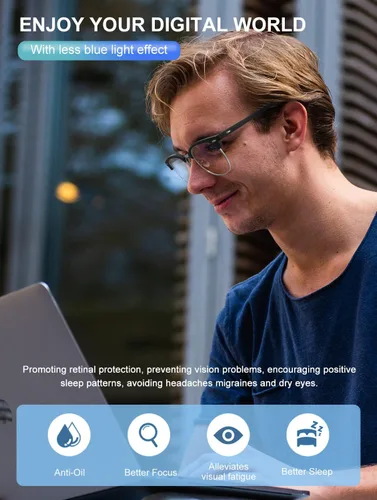 Miniatura 2 de NSSIW Gafas de luz azul para mujeres y hombres, gafas avanzadas para computadora, gafas de juegos, gafas semi sin montura
