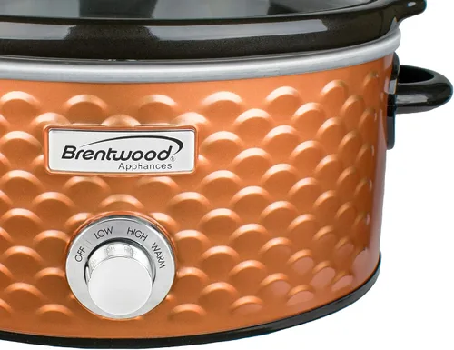 Miniatura 5 de Brentwood SC-140C - Olla de cocción lenta de 4.5 cuartos de galón, cobre, 3 ajustes de calor (bajo, alto, cálido), olla de cerámica, tapa de vidrio