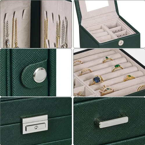 Miniatura 4 de ANWBROAD 6 Tier Huge Jewelry Box Jewelry Organizer Box Display Storage Case Holder with Lock Mirror Girls Jewelry Box for Earrings Rings Necklaces