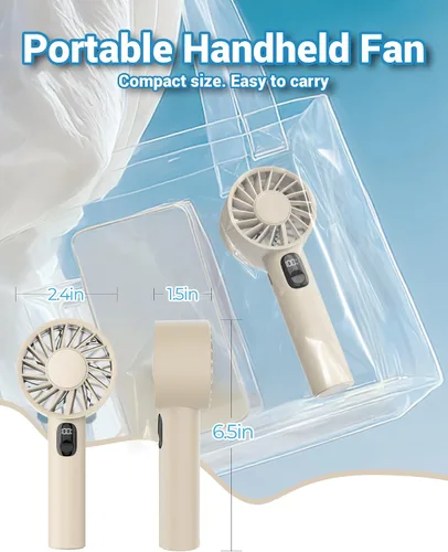 Miniatura 7 de FrSara Mini ventilador portátil de mano, pequeño ventilador personal recargable, artículos esenciales de viaje de verano con 6 velocidades, 3000