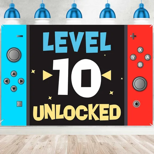 Miniatura 14 de Level 7th Unlocked Happy 7th Birthday Level Up Banner de fondo para cabina de fotos, accesorios de videojuego, decoración temática juvenil