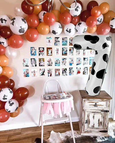 Miniatura 4 de Globo con el número 2 con estampado de vaca, globo de 40 pulgadas, suministros de fiesta de animales de granja para segundo cumpleaños, decoraciones