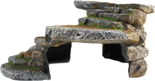 Miniatura 5 de Penn-Plax (REP183) Reptología Repisa de Escalones de Paisaje de Pizarra y Ocultadero de Cueva – Resina Decorativa para Acuarios y Terrarios – Ideal