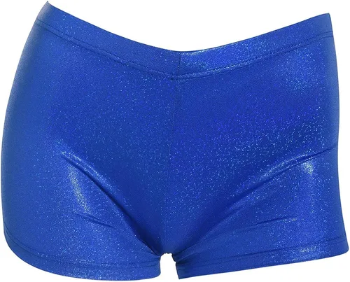 LMCOB Pantalones cortos de gimnasia para niñas pantalones cortos atléticos de baile brillante color negro U2-azul real negro