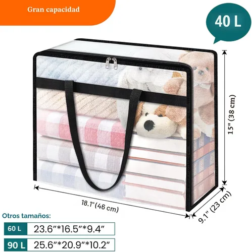 Miniatura 2 de TasticTotes Paquete de 6 bolsas de almacenamiento transparentes para edredón, ropa y ropa de cama, almacenamiento de mantas de plástico