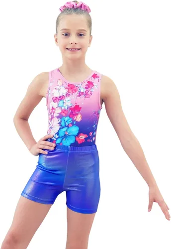 Miniatura 2 de JOYSTREAM Leotardos de gimnasia para niñas con pantalones cortos brillantes para bailar ballet