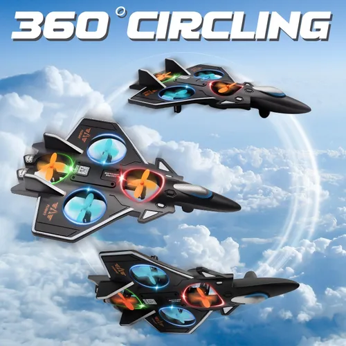 Miniatura 5 de Snugzy Avión RC de espuma con control remoto para niños de 8 a 16 años, rollo de acrobacias de 360° con luces coloridas, juguetes de avión, regalos