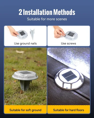 Miniatura 3 de Luces Solares para Entrada de Vehículos Luces de Muelle Impermeables Paquete de 4, 2 Colores en 1, Luces LED Solares de Cubierta para Exteriores