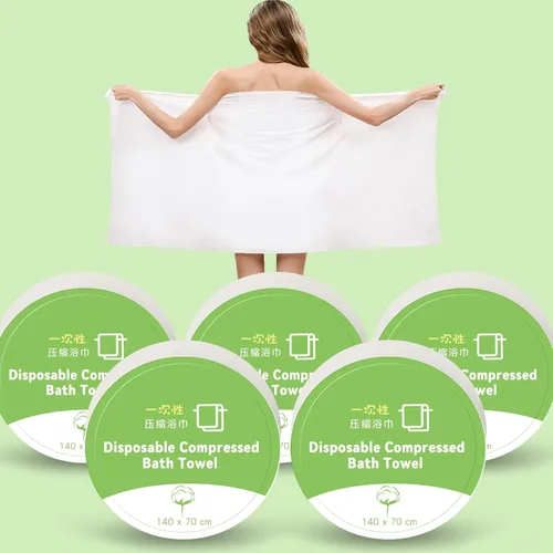 Toallas comprimidas – Toalla de baño comprimida de 55 x 28 pulgadas, 5 toallas de baño desechables grandes para viajes, toallas de baño de algodón