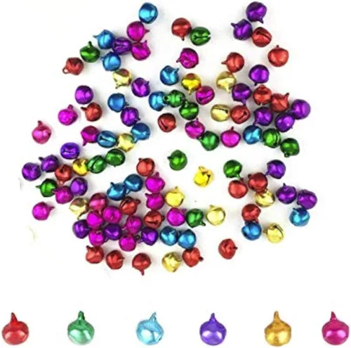 LASSUM 200 campanas pequeñas de cascabel de 0.315 pulgadas para hacer pulseras, tobilleras, collares, tejer/hacer joyas (dorado)